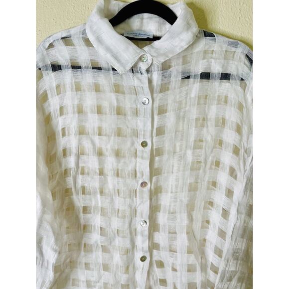 SARTORIA SARACENA | 100% Linen | Made in Italy | White Button-Front Top | Small - Picture 4 of 10